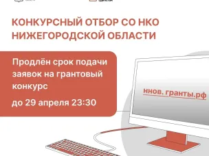 Срок подачи заявок на региональный грантовый конкурс для нижегородских НКО продлён до 29 апреля